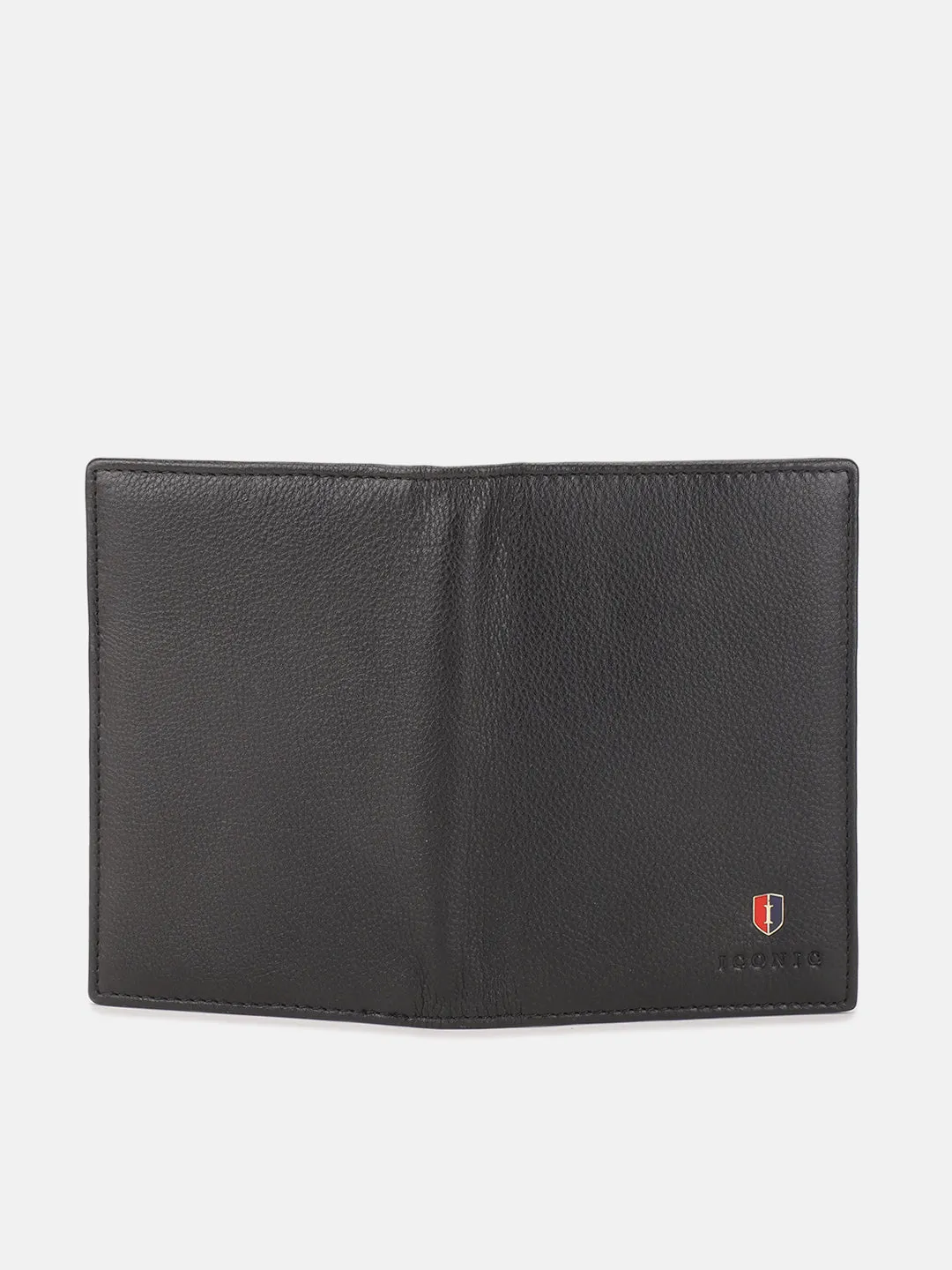 Iconic Men Black Textured Passport Holder