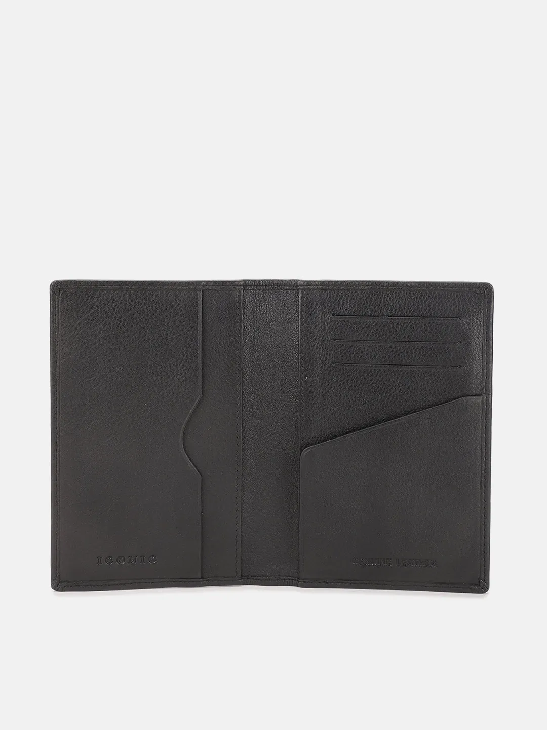 Iconic Men Black Textured Passport Holder