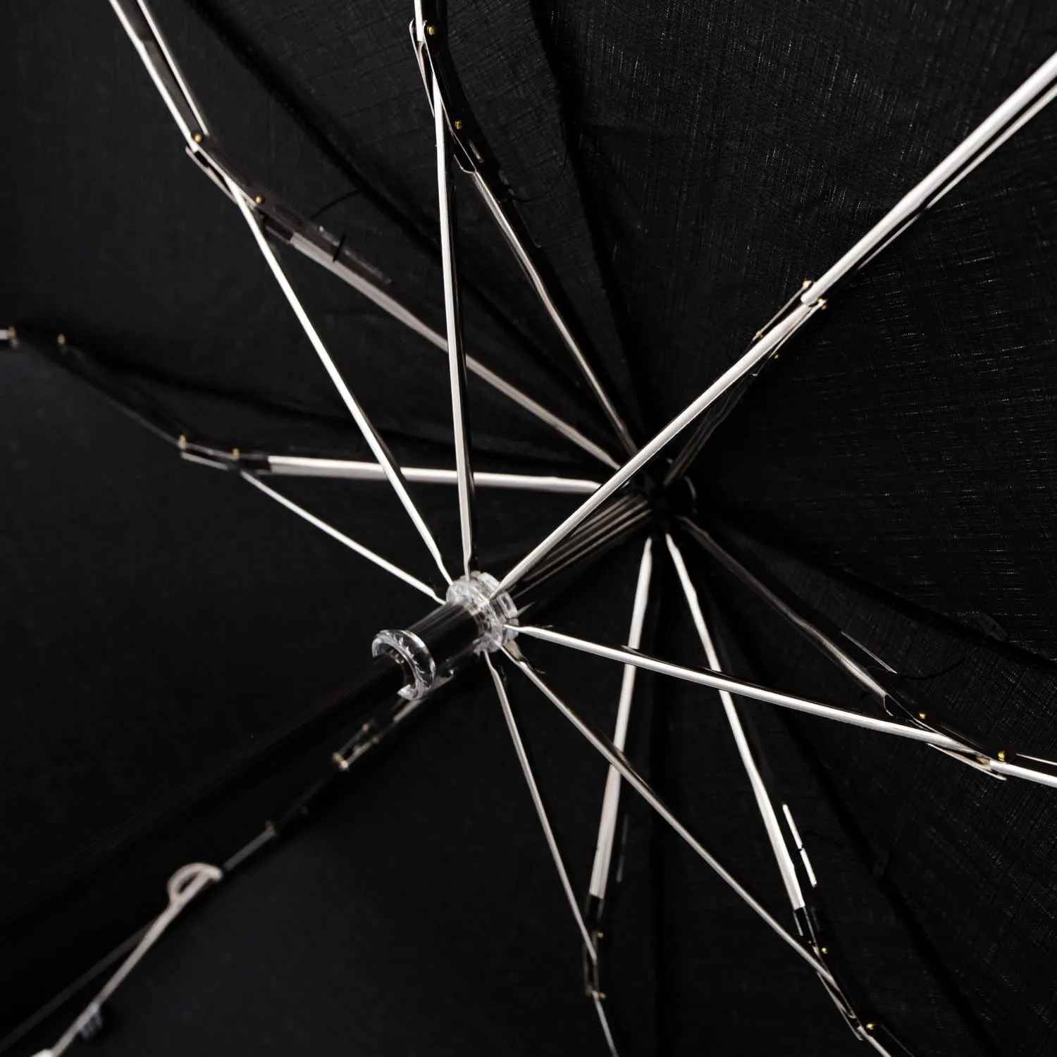 Imperial Black Travel Umbrella with Woven Leather Handle