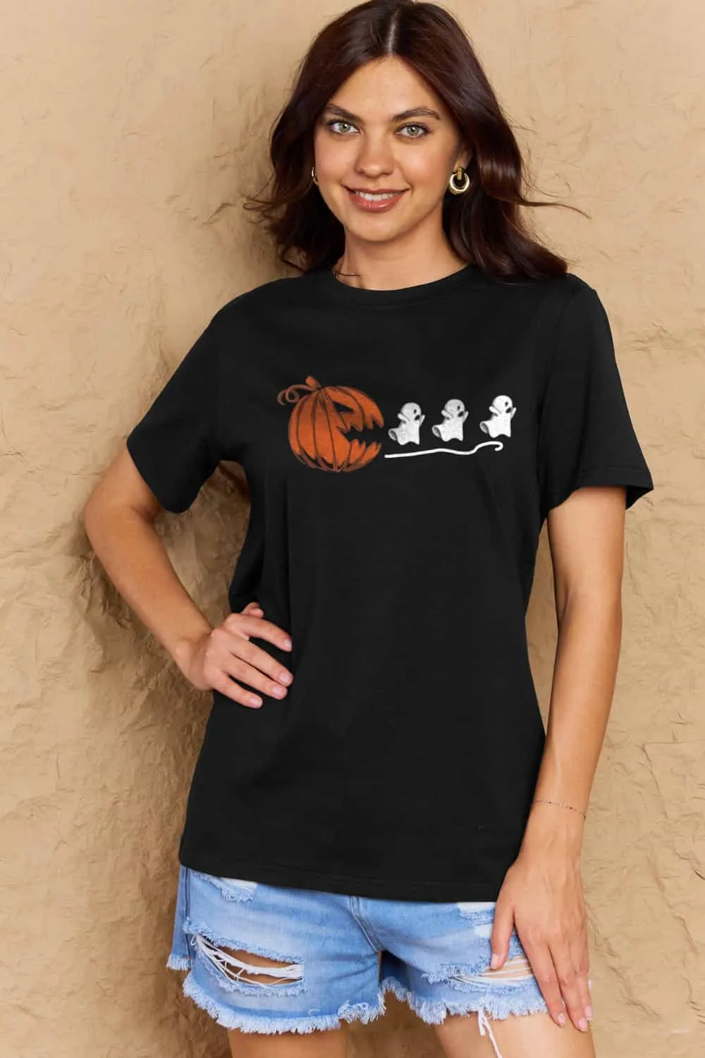 Jack-O'-Lantern Graphic Cotton T-Shirt