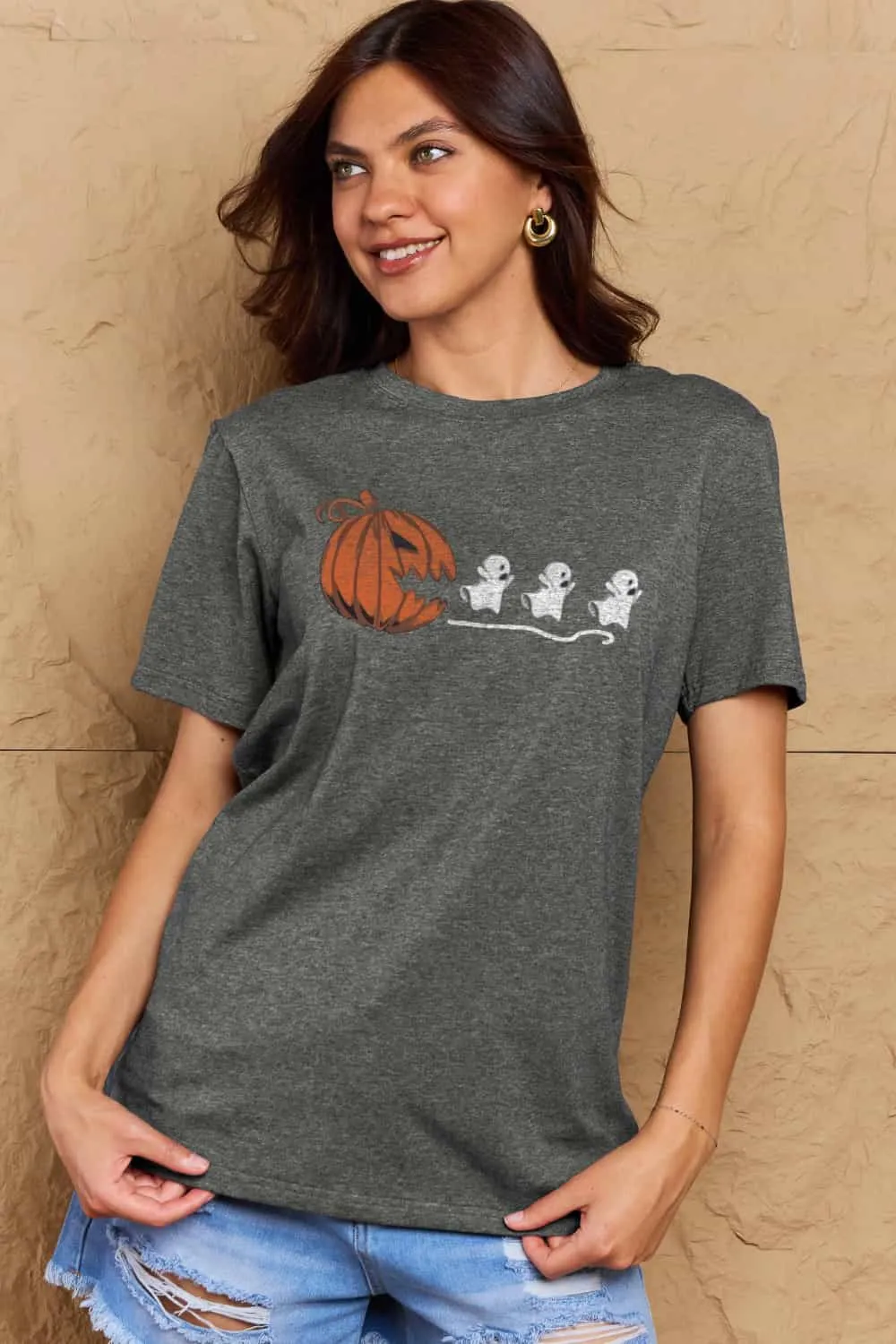 Jack-O'-Lantern Graphic Cotton T-Shirt