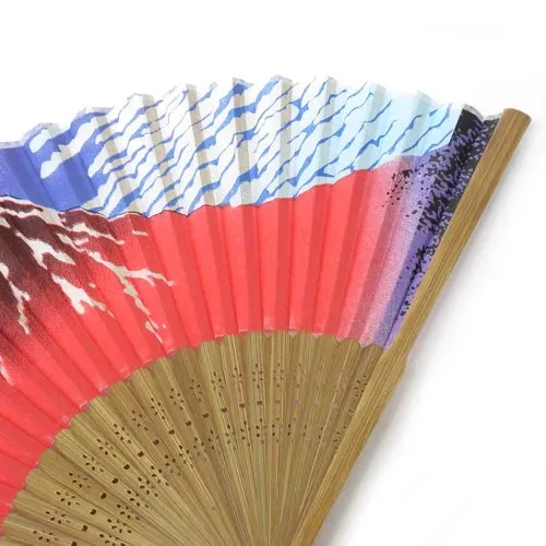 Japanese Foldable Fan - Red Mt. Fuji