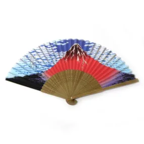 Japanese Foldable Fan - Red Mt. Fuji