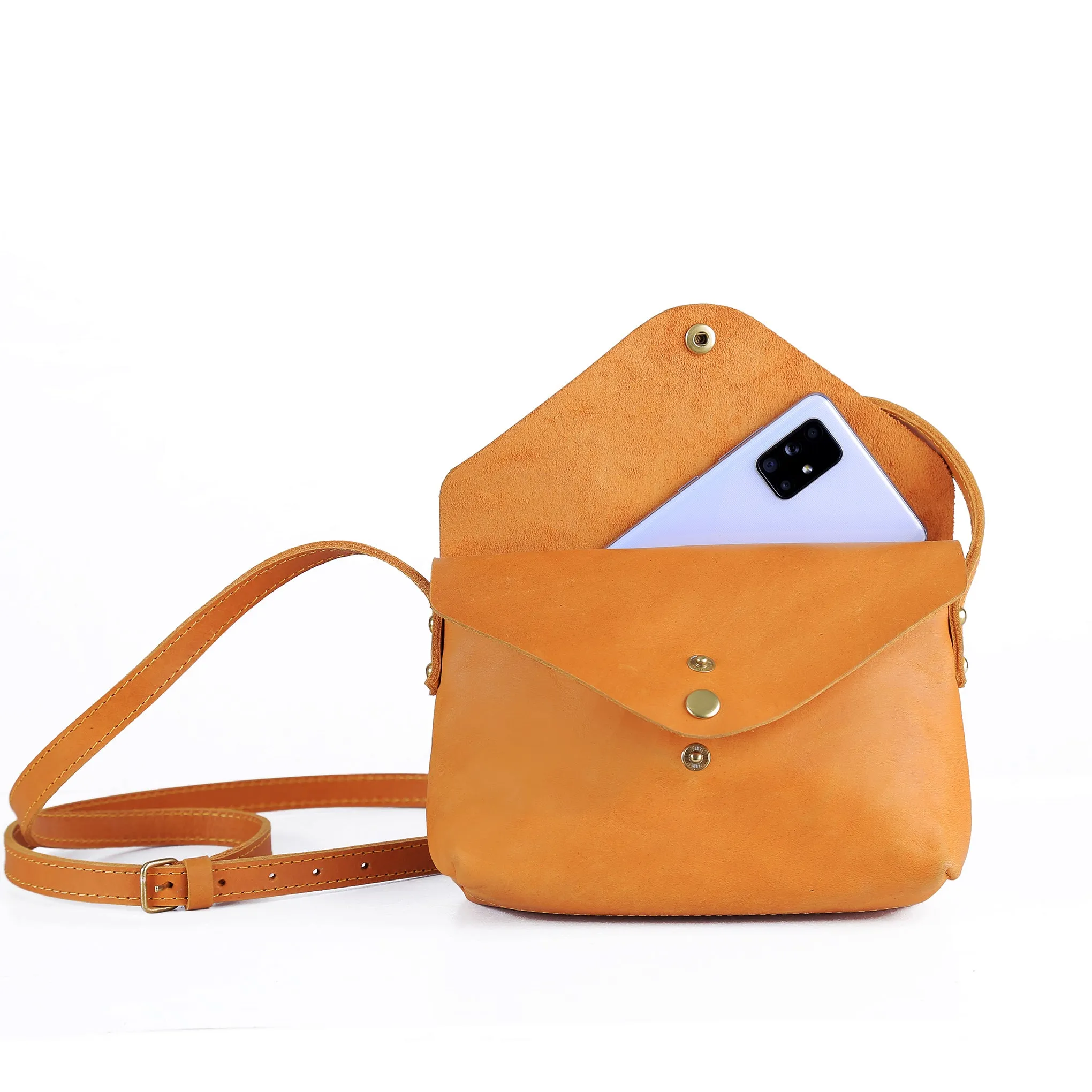 KEZIRA Mini Crossbody: Rust Brown