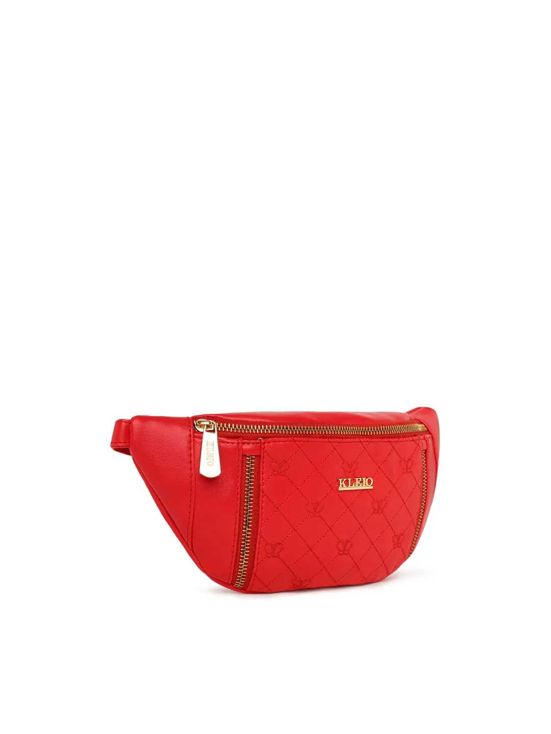 KLEIO Quilted Chain Sling Waist Belt Pouch for Women Girls (HO8017KL-RE) (Red)