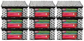 Kuber Industries Clothes Organizer For Wardrobe (Pack of 9) - Storage Organizer For Saree | Shirts | Lehenga - Dress Organizer For Wardrobe - Saree Covers With Zip (Polka Dots) (Black and White)