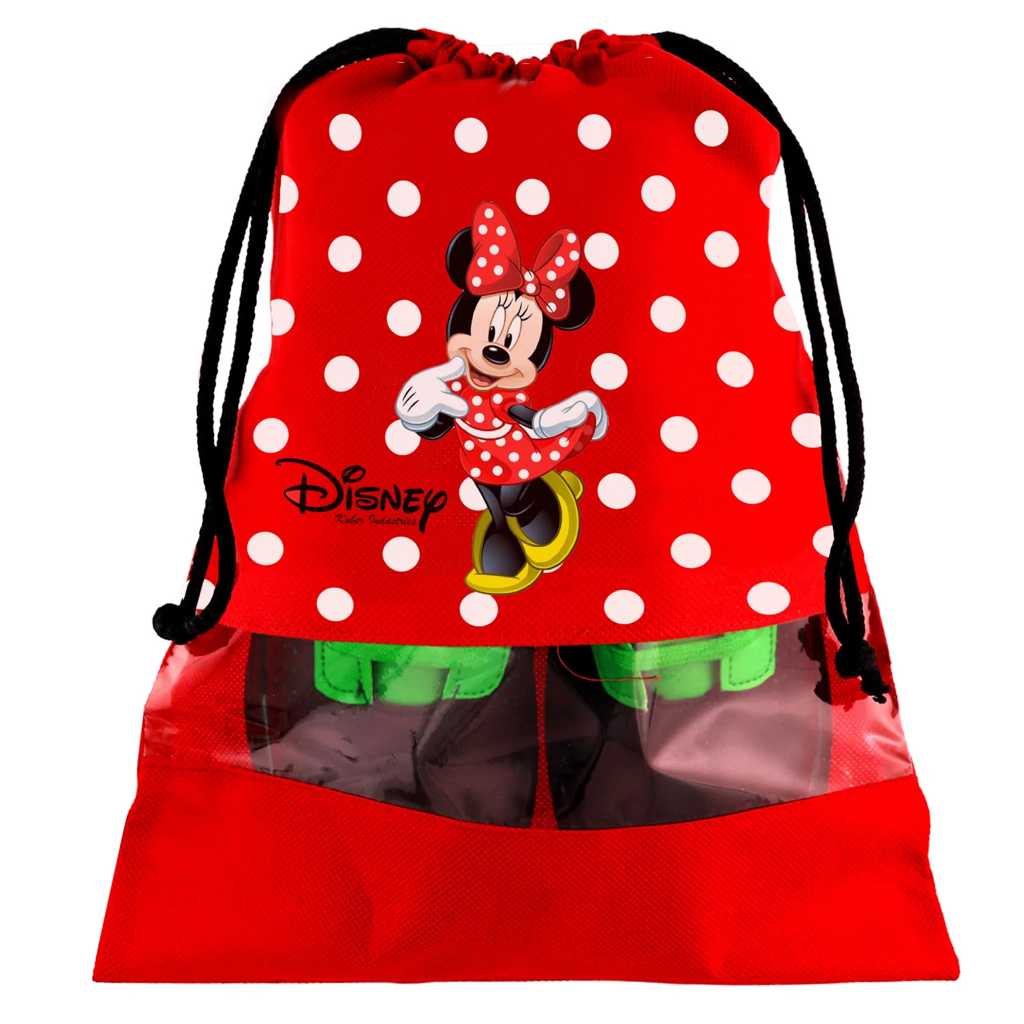 Kuber Industries Disney Print 6 Piece Non Woven Travel Shoe Cover, String Bag Organizer (Grey & Red) -HS_35_KUBMARTS18025