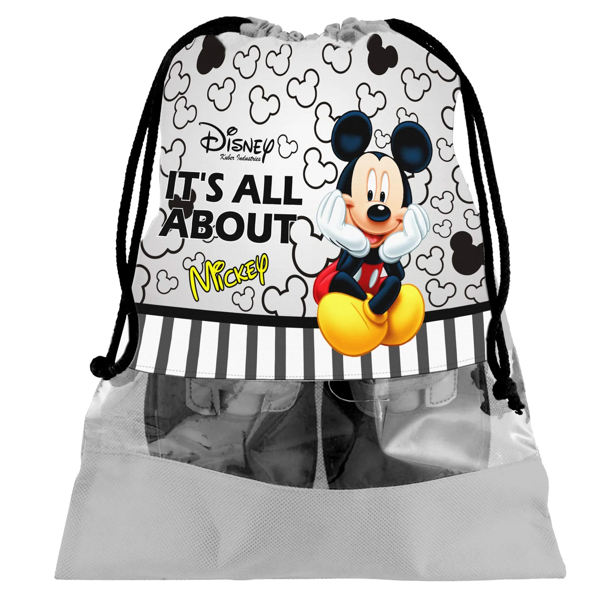 Kuber Industries Disney Print 6 Piece Non Woven Travel Shoe Cover, String Bag Organizer (Grey & Red) -HS_35_KUBMARTS18025