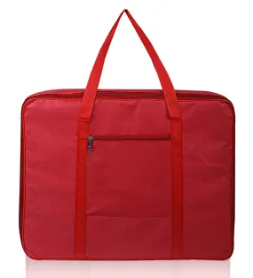 Kuber Industries Rexene Jumbo Moisture Proof Rectangular Underbed Storage Bag with Zipper Closure and Handle (Red)