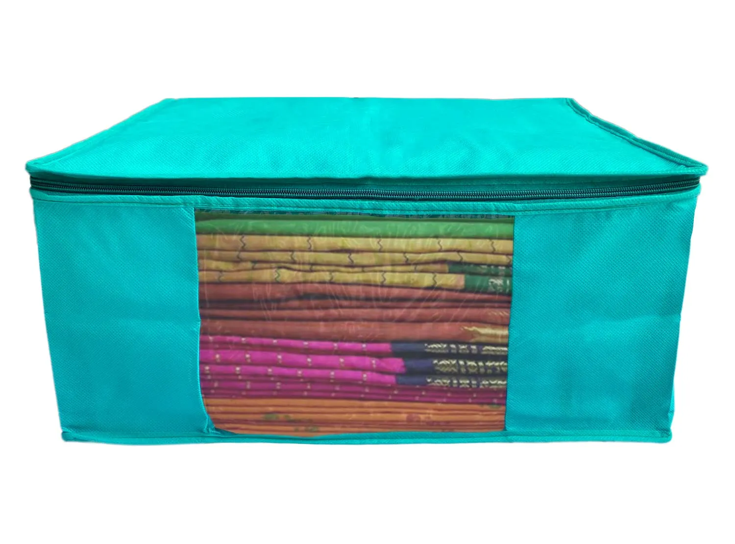 Kuber Industries Wardrobe Organizer/Cover/Storage Bag For Store Saree, Lehenga, Suit, Dress, Clothes- Pack of 3 (Blue), Non-Woven Fabric