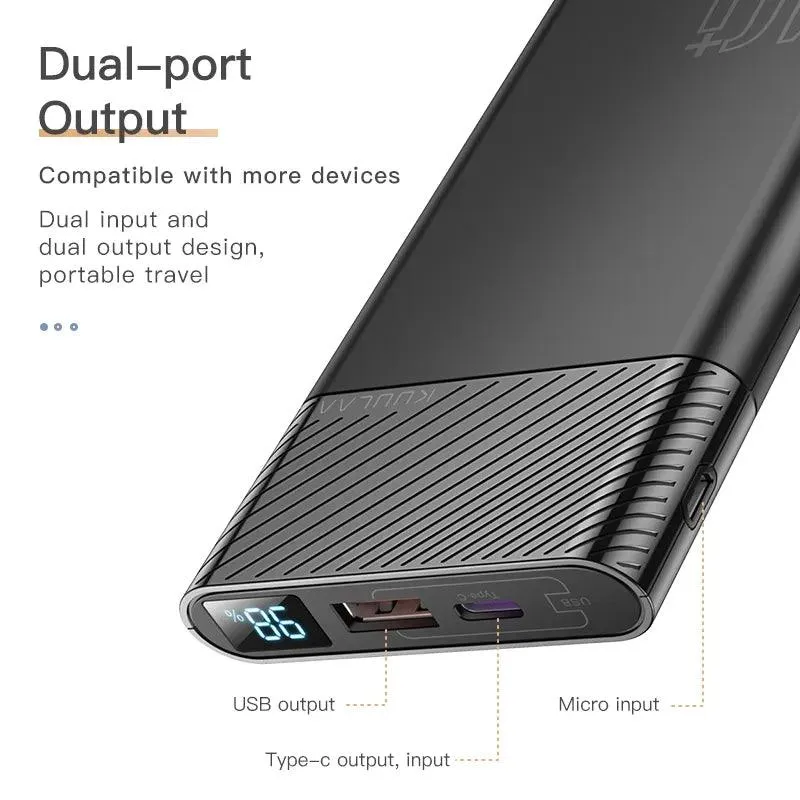 KUULAA Portable Fast Charge Power Bank with Dual Ports and LED Indicator