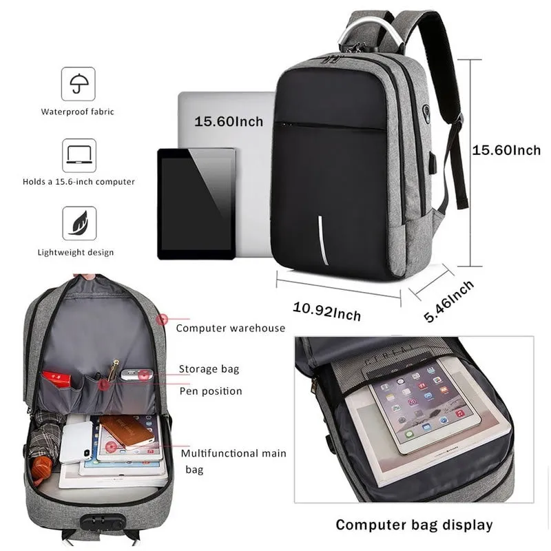 Laptop Backpack With External Charging Usb Port Xf0760 Grey