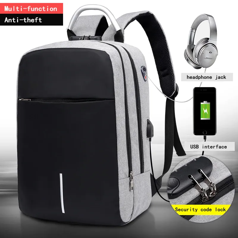 Laptop Backpack With External Charging Usb Port Xf0760 Grey