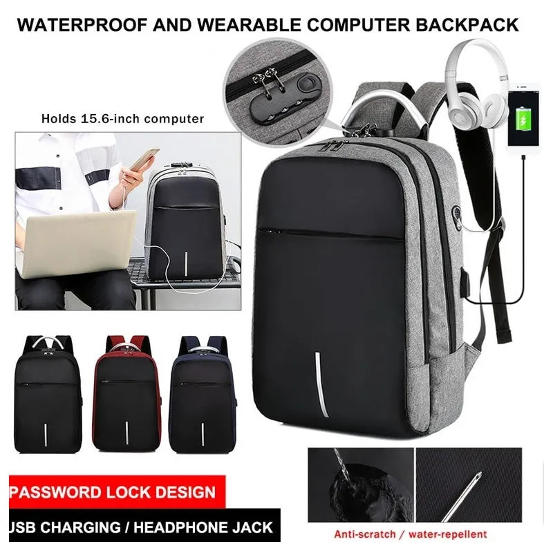 Laptop Backpack With External Charging Usb Port Xf0760 Grey