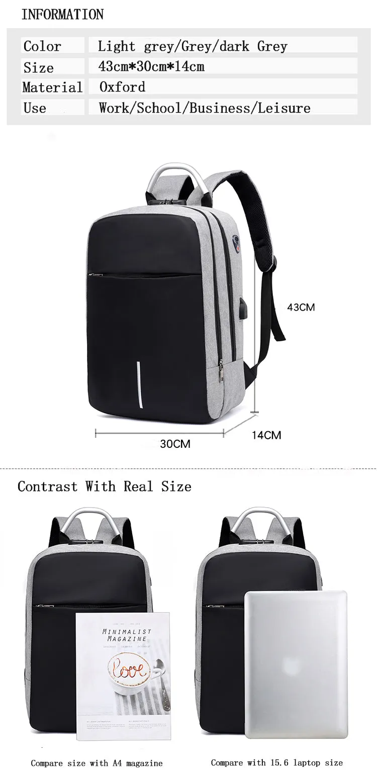 Laptop Backpack With External Charging Usb Port Xf0760 Grey