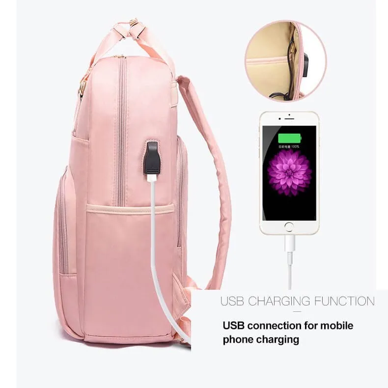 large volume practical rechargeable with USB waterproof theftproof bussiness style backpack