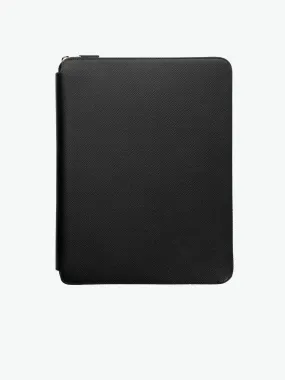 Leather A4 Zip Writing Folder Black