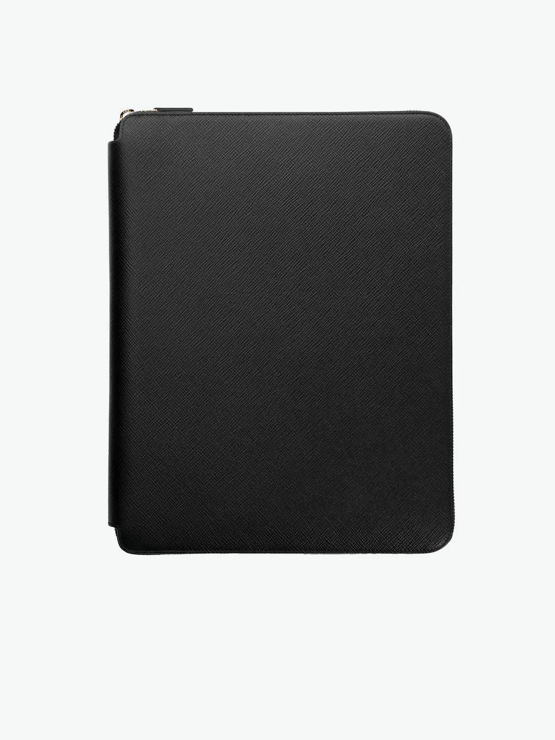 Leather A4 Zip Writing Folder Black