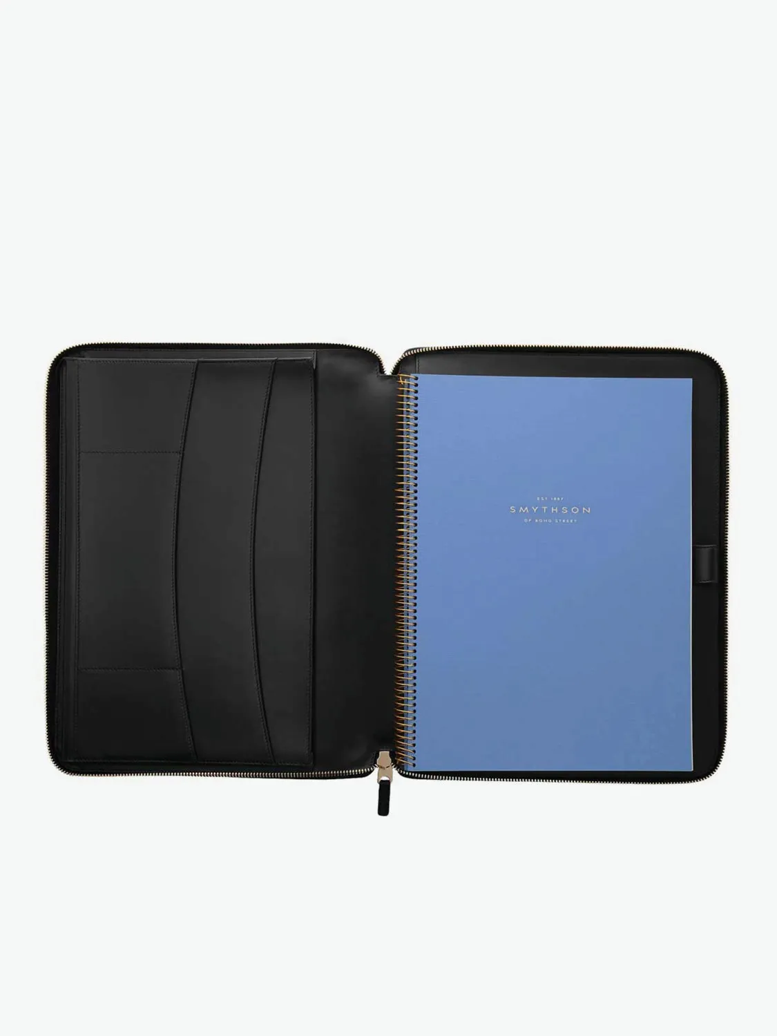 Leather A4 Zip Writing Folder Black