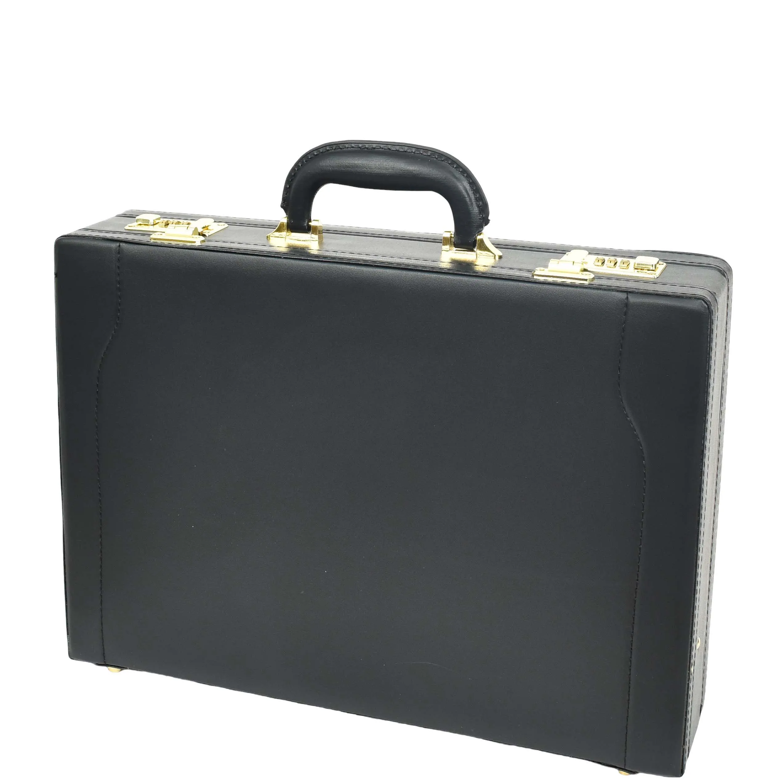 Leather Attache Case Twin Combination Lock Briefcase Expandable HOL1196