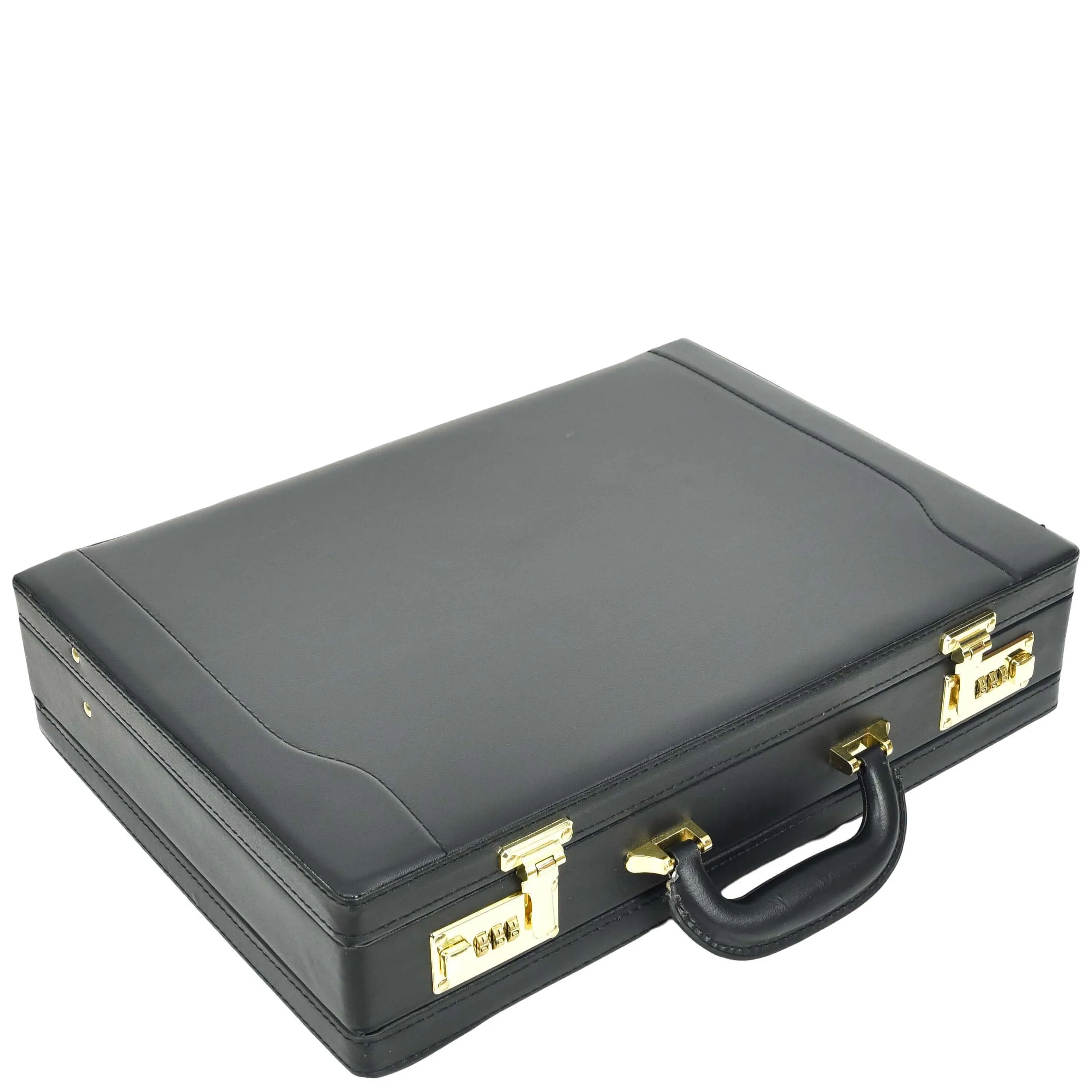 Leather Attache Case Twin Combination Lock Briefcase Expandable HOL1196