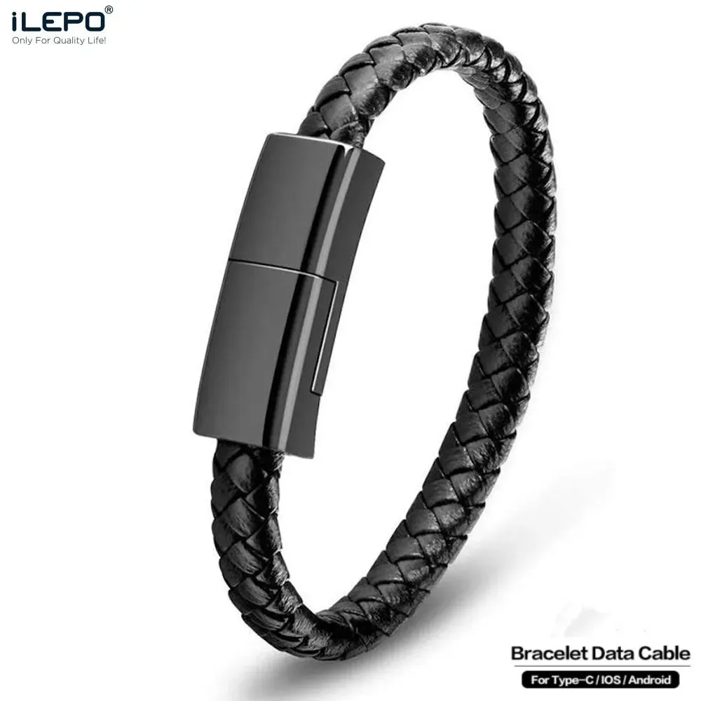 Leather Bracelet USB Cable Portable Fast Charging For All Mobile Phone