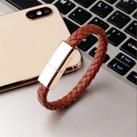 Leather Bracelet USB Cable Portable Fast Charging For All Mobile Phone