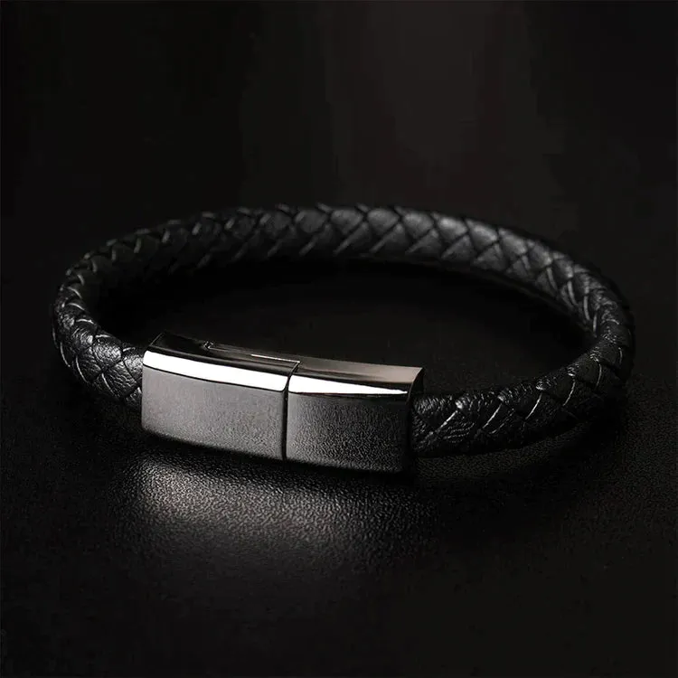 Leather Bracelet USB Cable Portable Fast Charging For All Mobile Phone