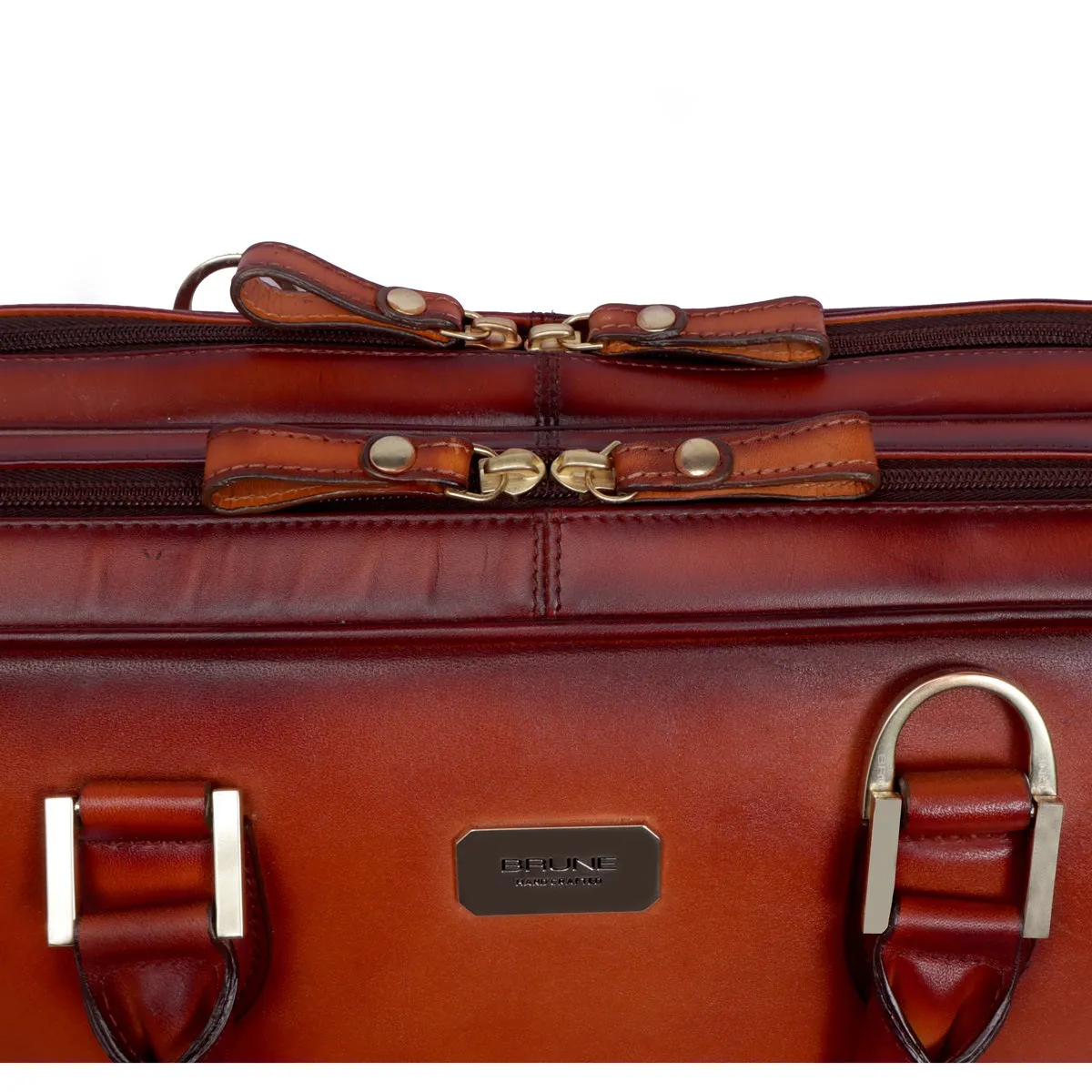 Leather Laptop/Office Tan Briefcase With Brogue Detailing