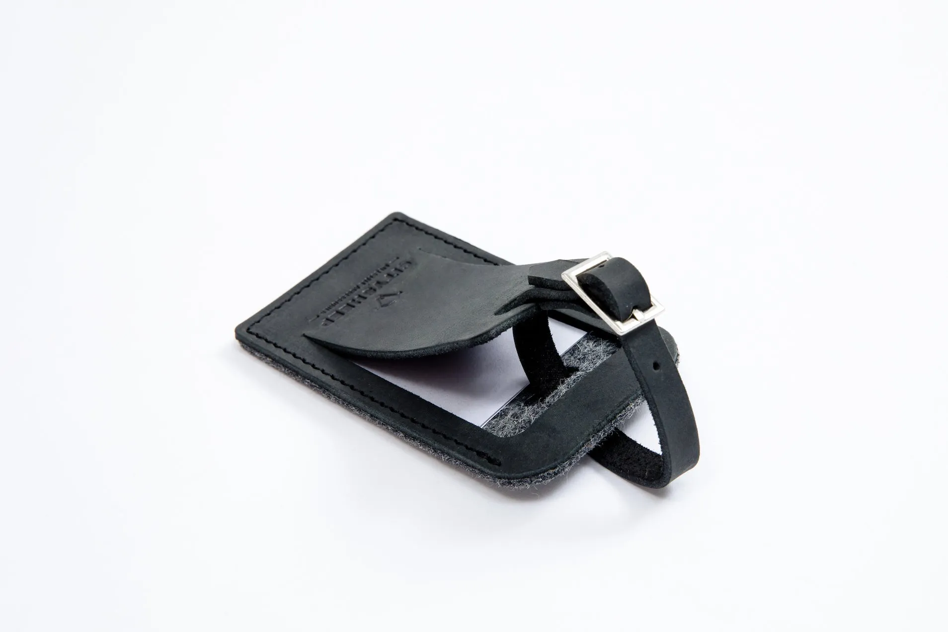 Leather luggage tag/ CLASSY BLACK