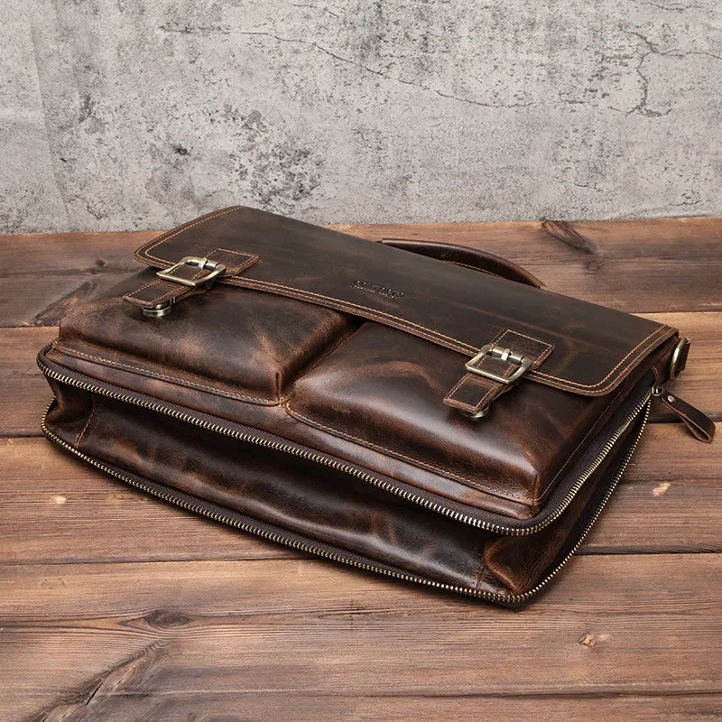 Leather men's business briefcase