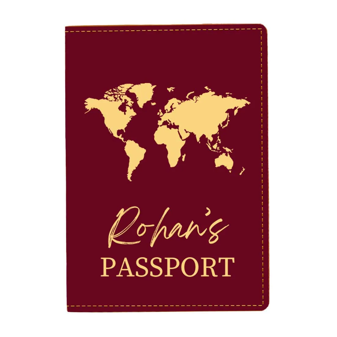 Leather Passport Holder Customized with Name Design Passport Cover and Luggage Tag Set - MAP