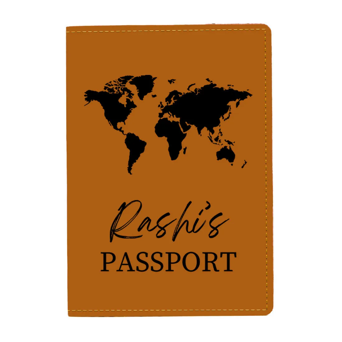 Leather Passport Holder Customized with Name Design Passport Cover and Luggage Tag Set - MAP