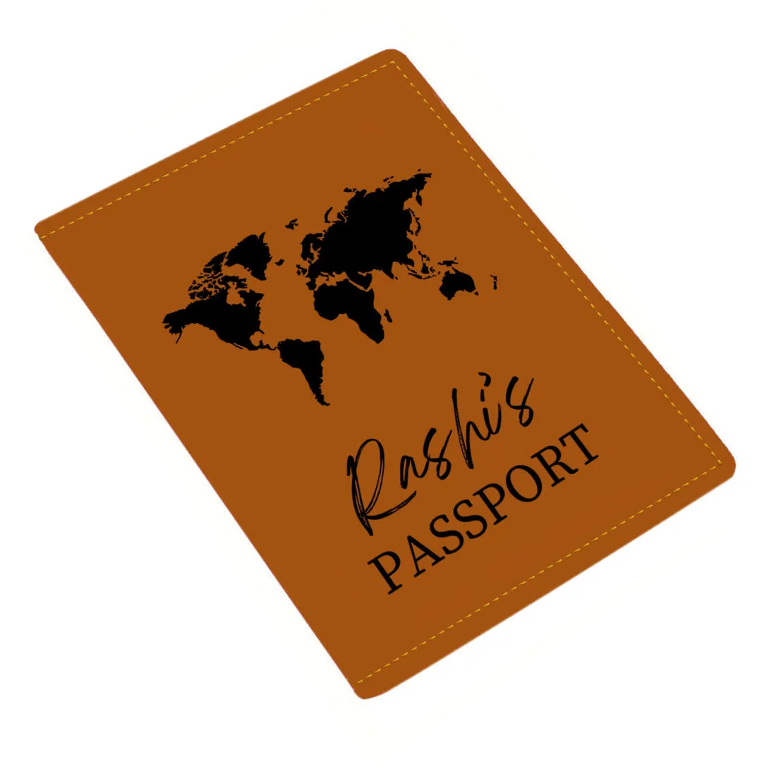 Leather Passport Holder Customized with Name Design Passport Cover and Luggage Tag Set - MAP