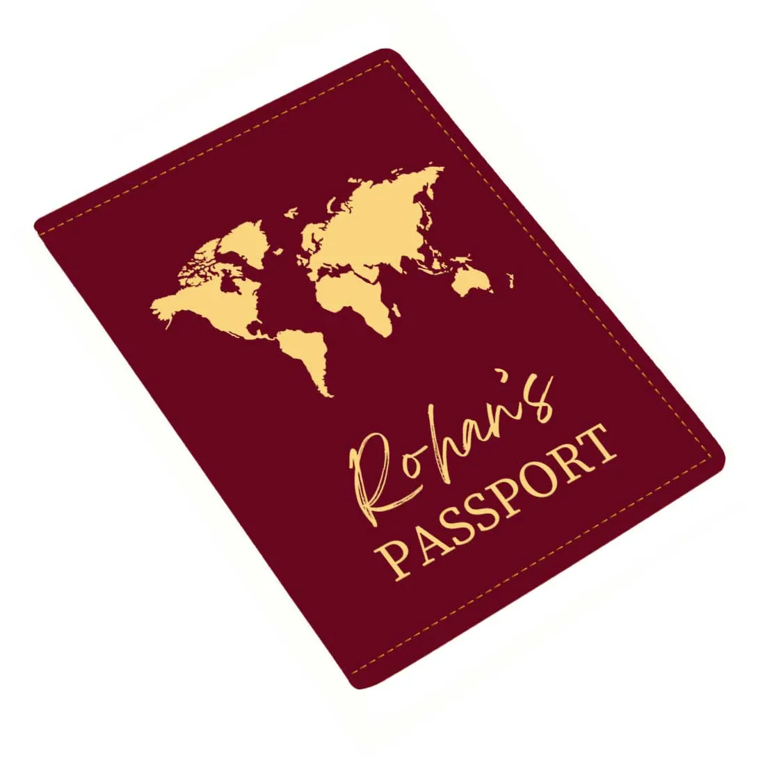 Leather Passport Holder Customized with Name Design Passport Cover and Luggage Tag Set - MAP