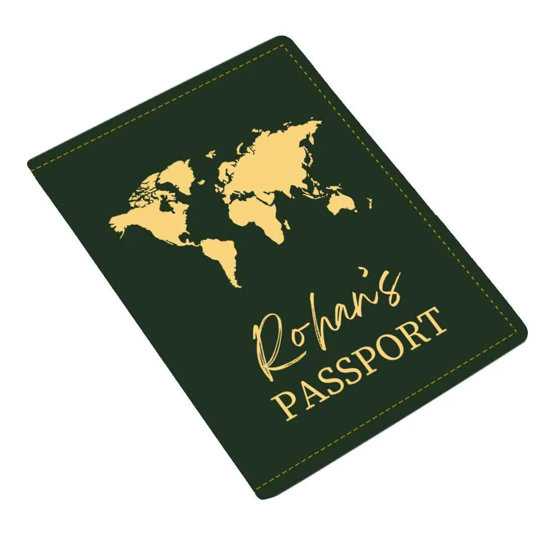 Leather Passport Holder Customized with Name Design Passport Cover and Luggage Tag Set - MAP