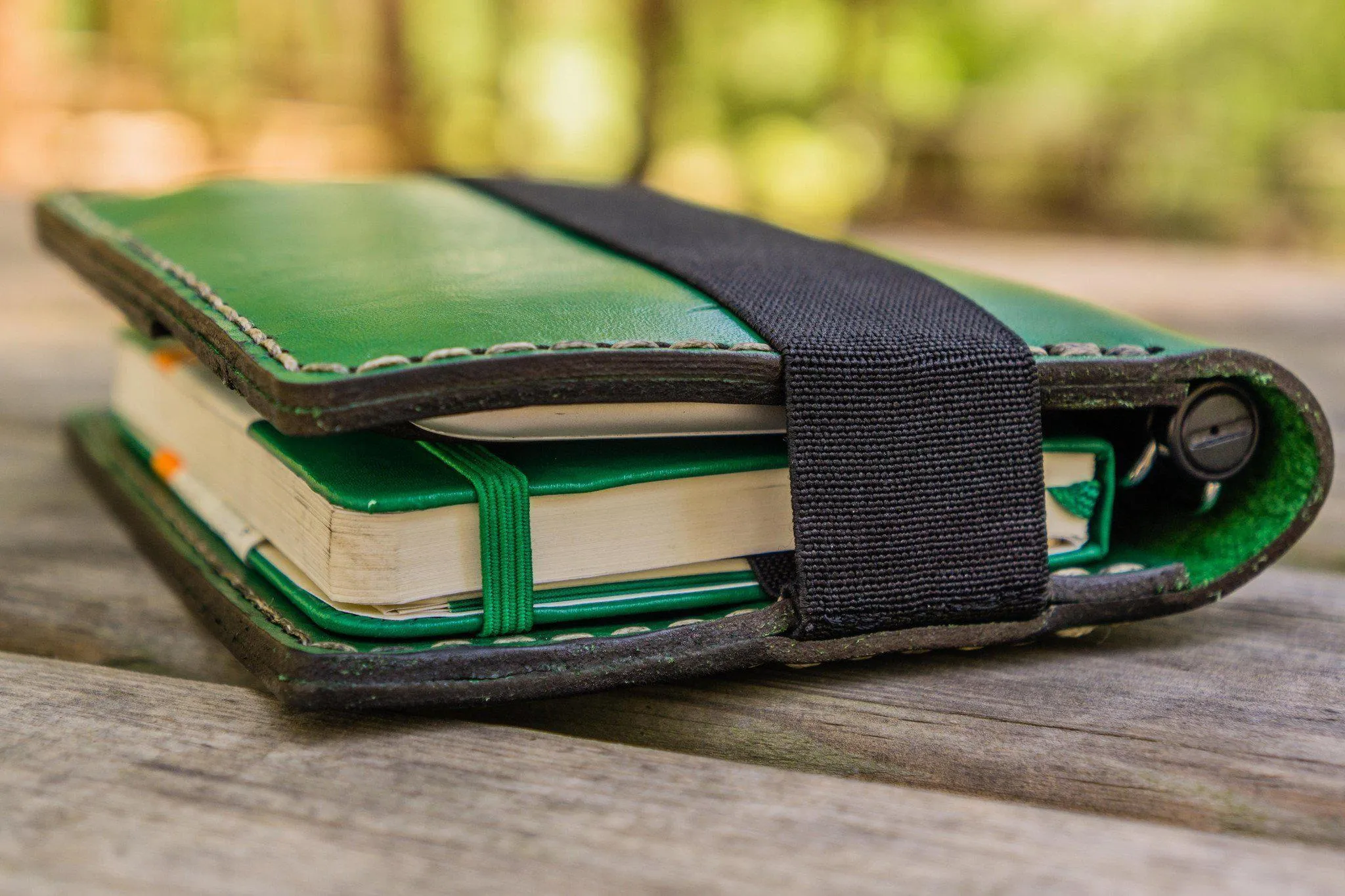 Leather Pocket Moleskine Journal Cover - Green