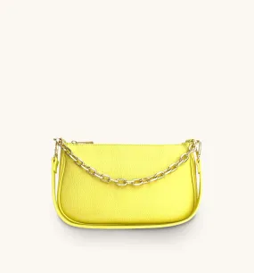 Lemon Pebble Leather Baguette Bag