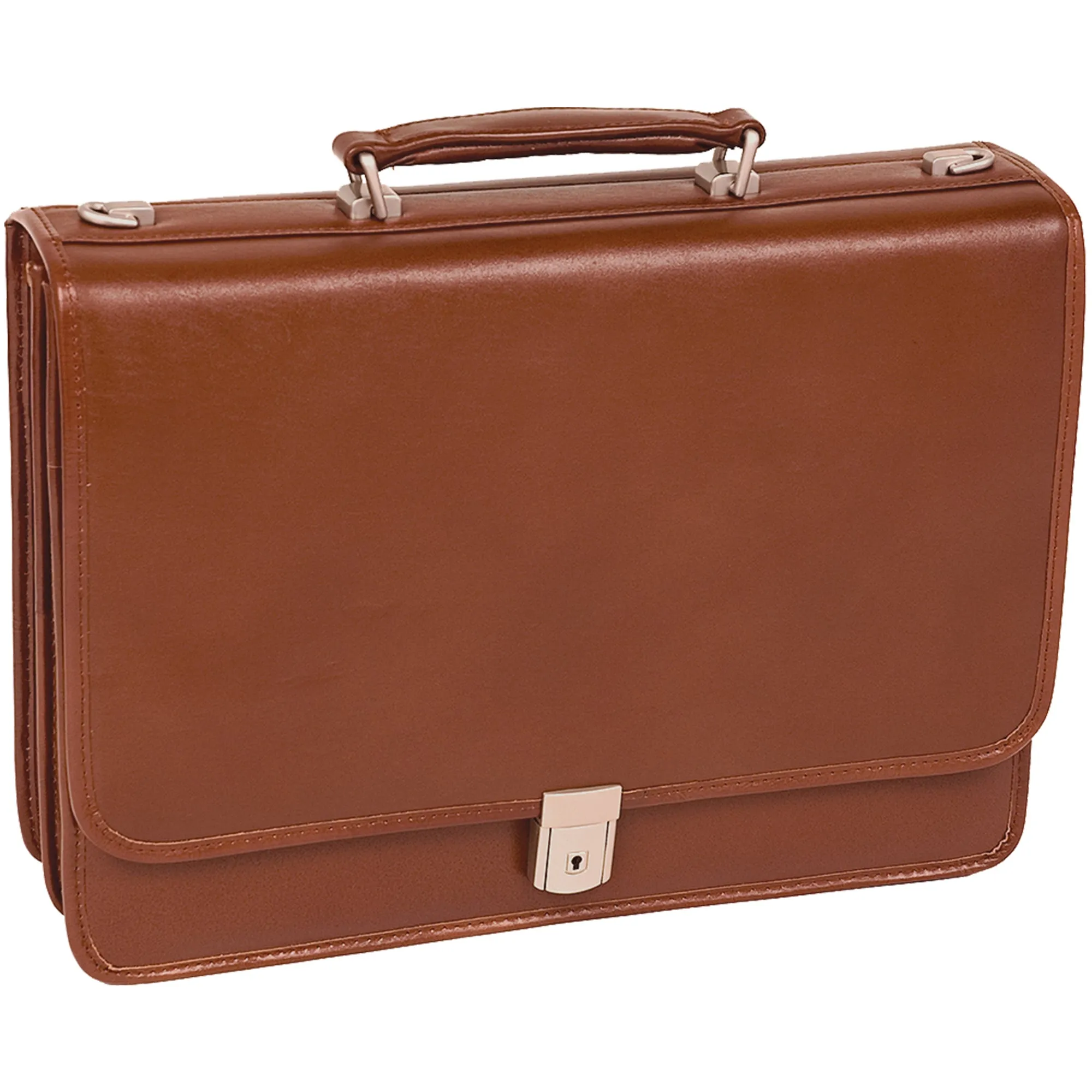 LEXINGTON | 15" Leather Flap Over Laptop Briefcase