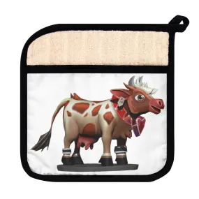 Light Brown Cow Pot Holder with Pocket