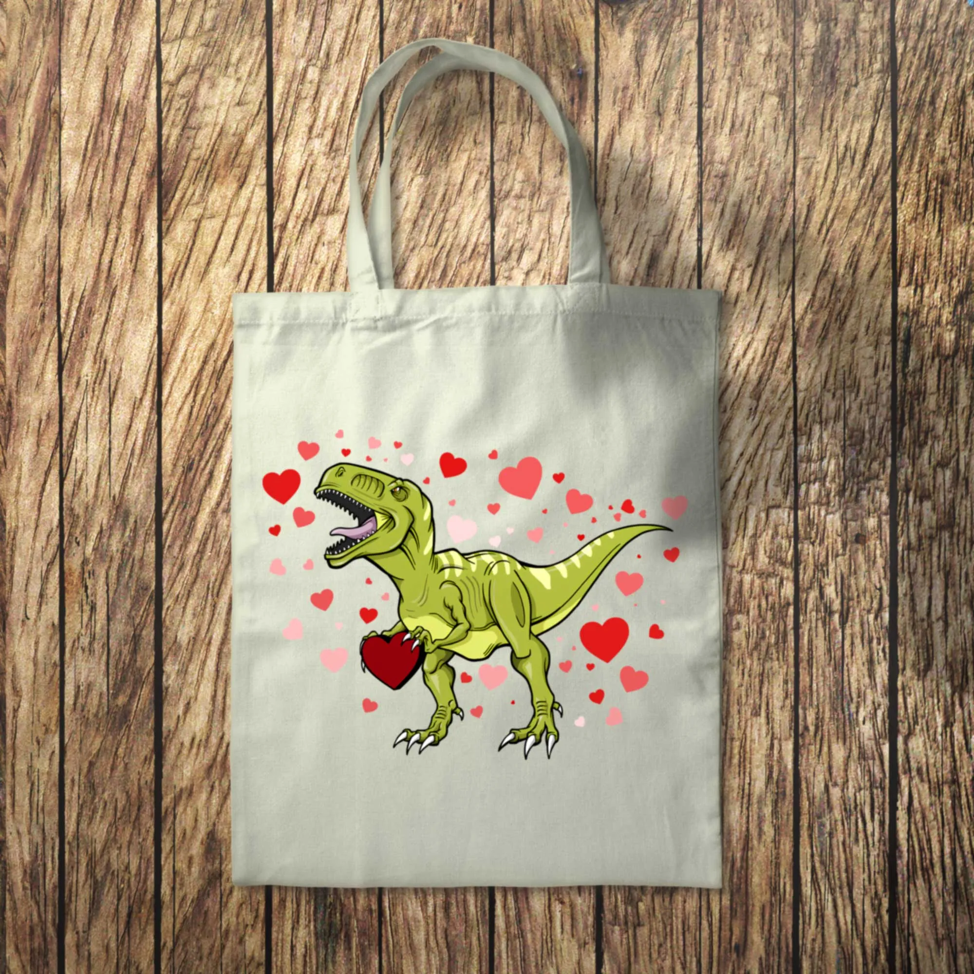 Light Dinosaur Hearts Tote Bag 10L Bag