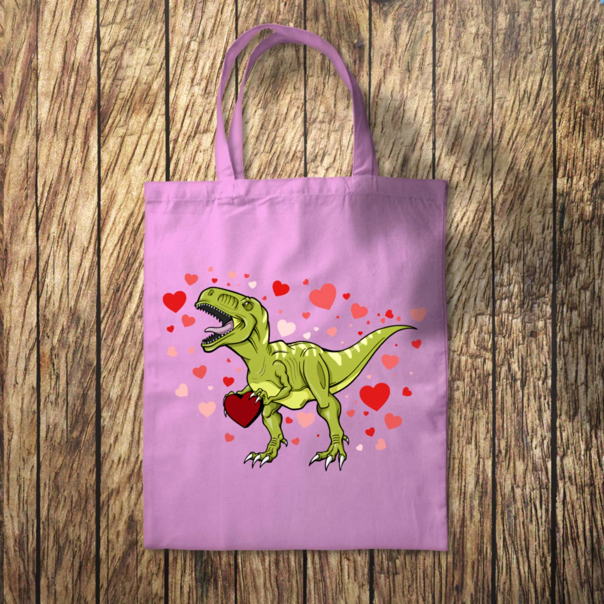 Light Dinosaur Hearts Tote Bag 10L Bag