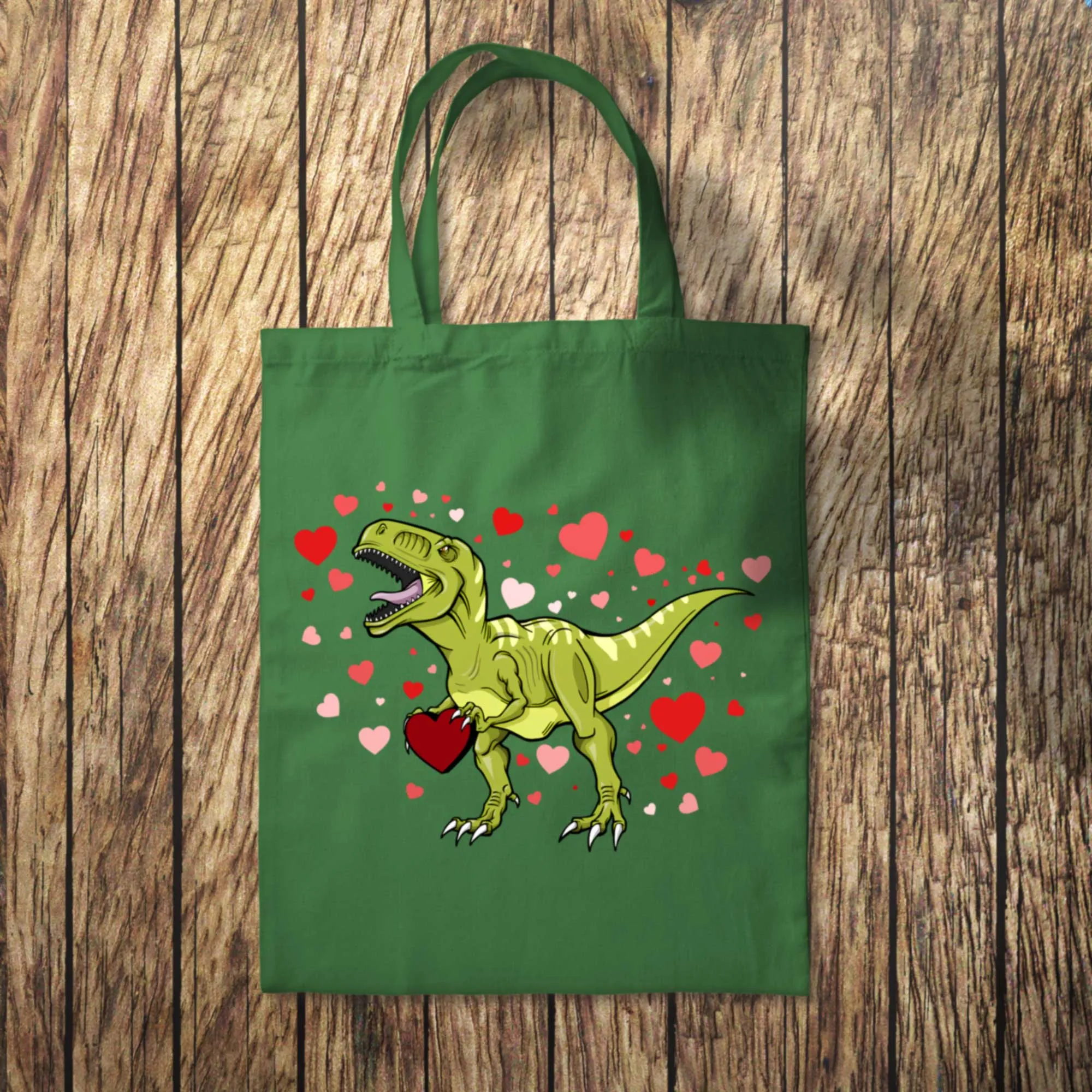 Light Dinosaur Hearts Tote Bag 10L Bag