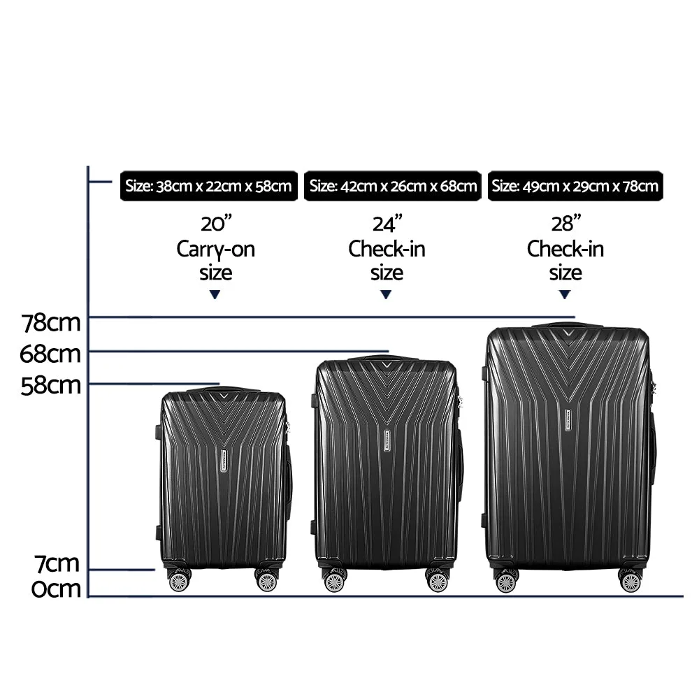 Lightweight 3pc Hard Shell TSA Luggage Set | Wanderlite