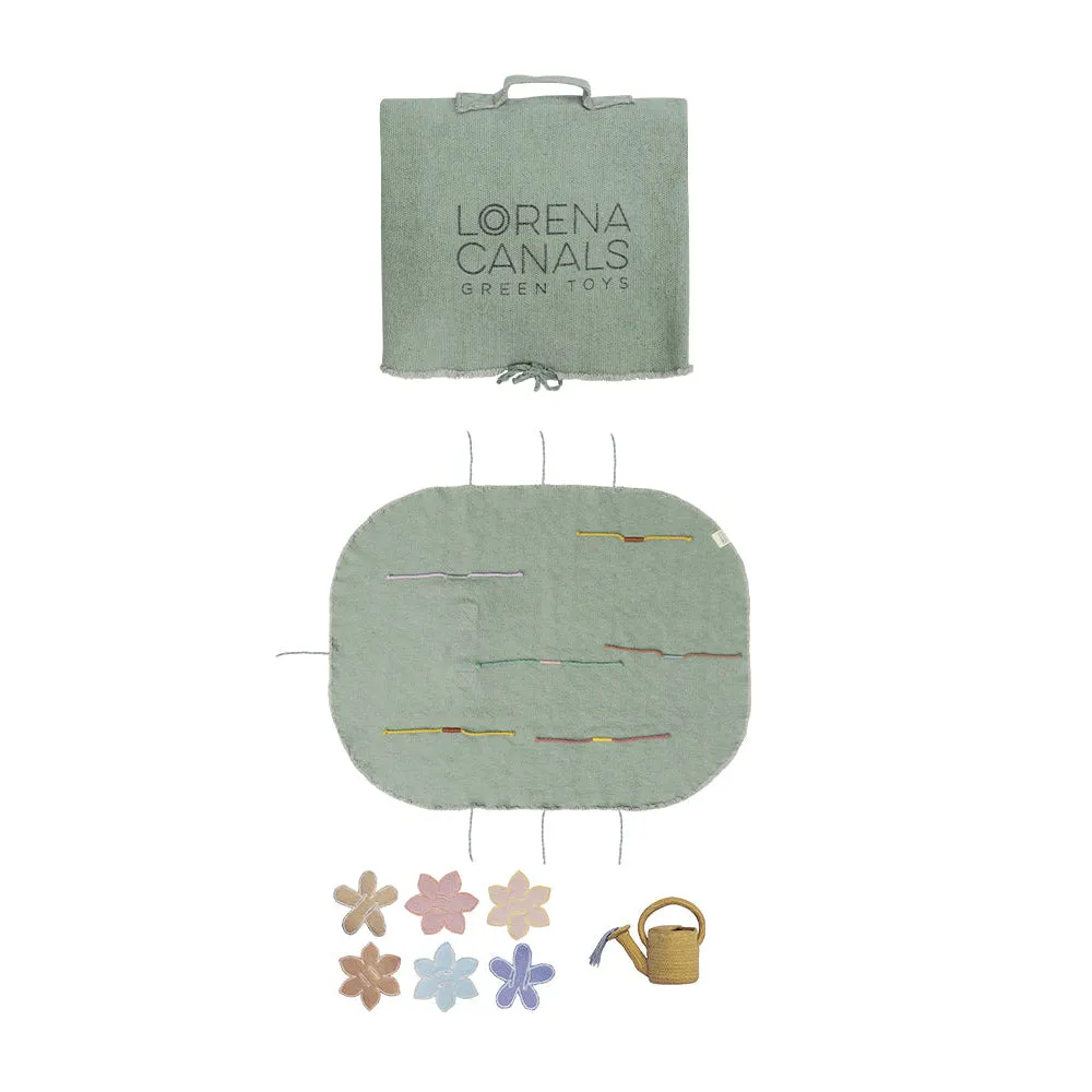 Lorena Canals Small World Machine Washable Green Toy - Flower Garden Toy Set - 50x65cm (Pre-Order; Est. Delivery in 4-8 Weeks)