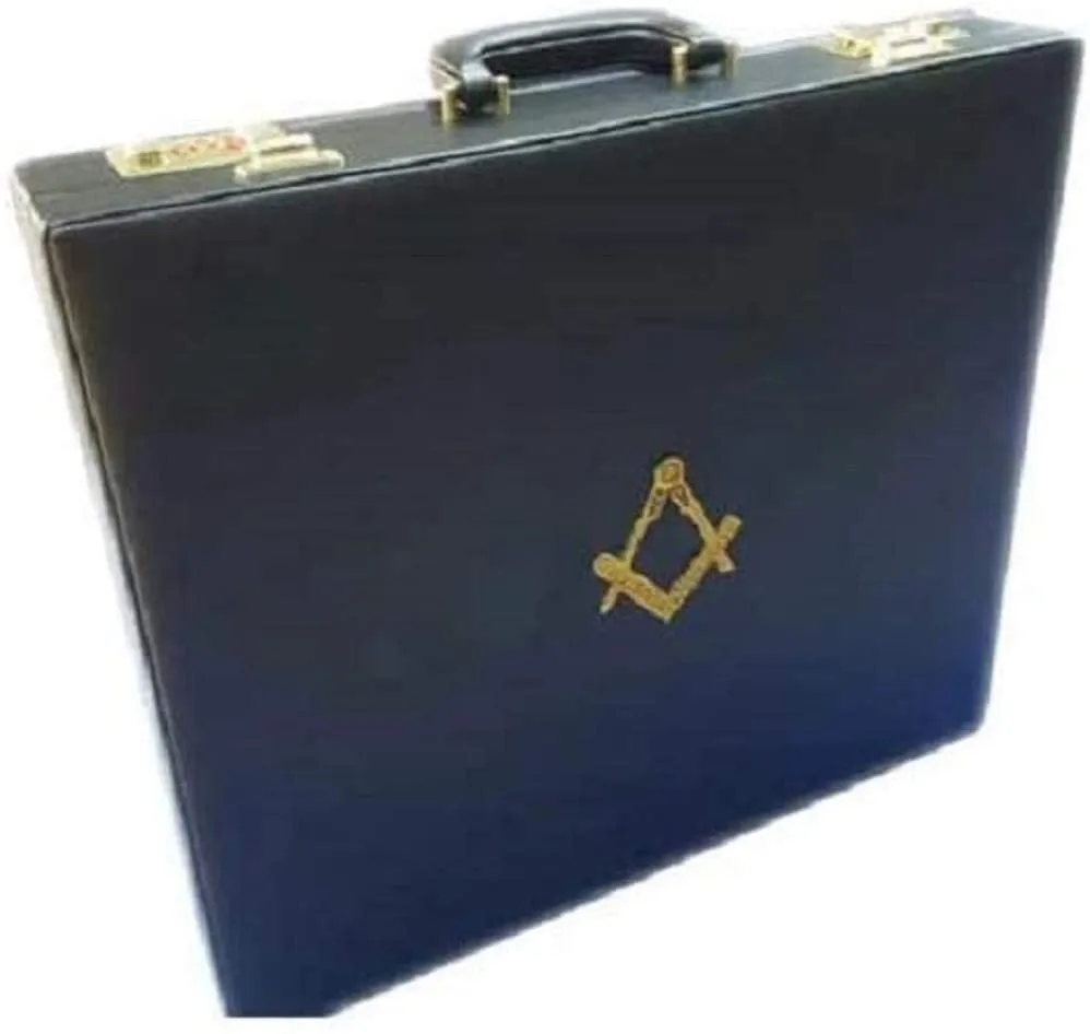 Masonic Regalia MM/WM Mason Apron Hard Case/Briefcase with Yellow Compass