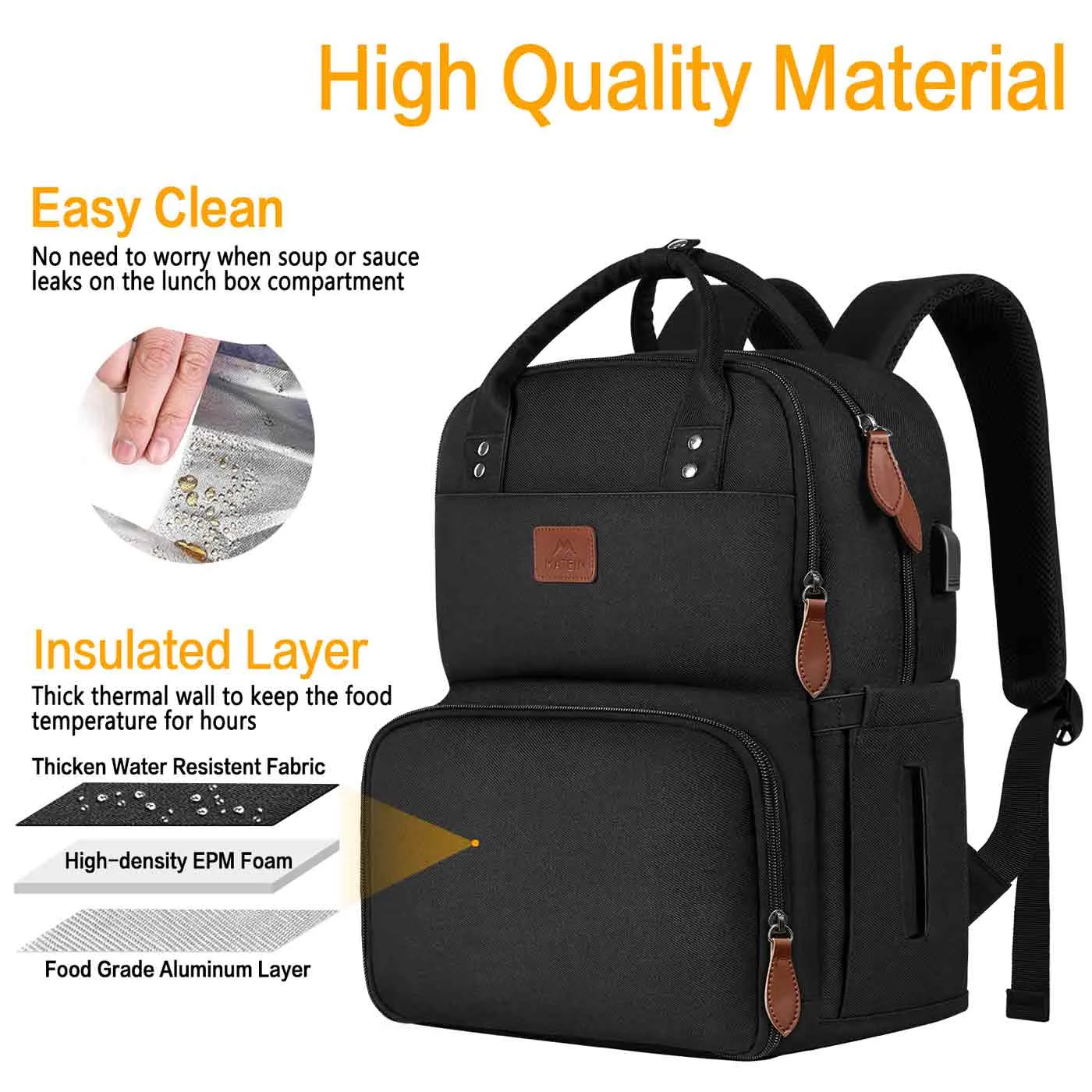 Matein Lunch Backpack for Women Men