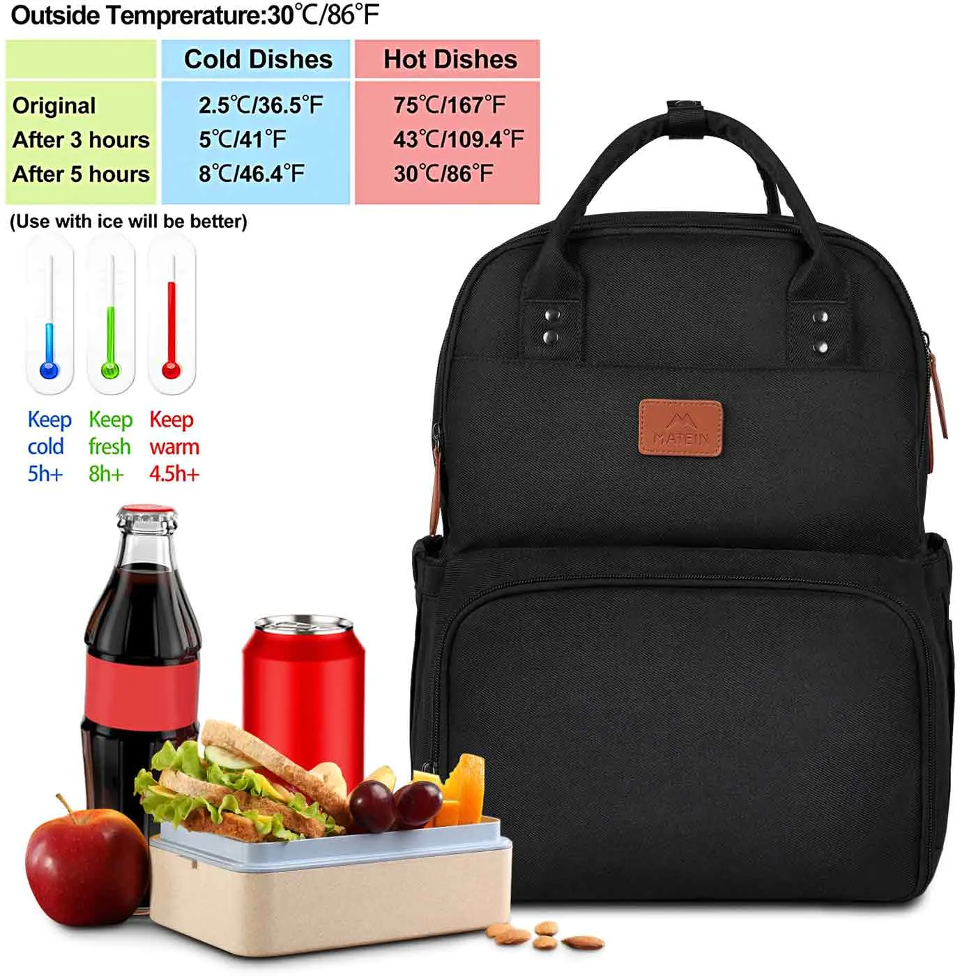 Matein Lunch Backpack for Women Men