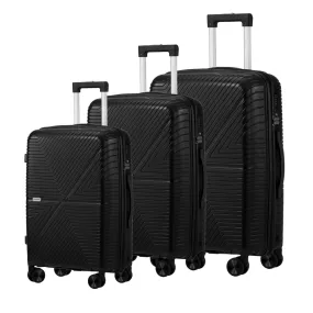 Mazam 3PCS Luggage Suitcase Trolley Set Travel Black PP Case TSA Lock Storage