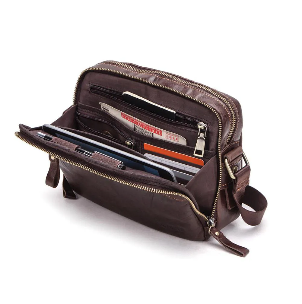 Men Leather Shoulder Bag Crossbody Bag Messenger Bag Leather Portfolio Leather Men's bag 0950